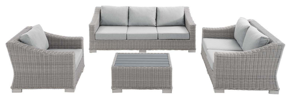 Conway Sunbrella Outdoor Patio Wicker Rattan 4-Piece Furniture Set
