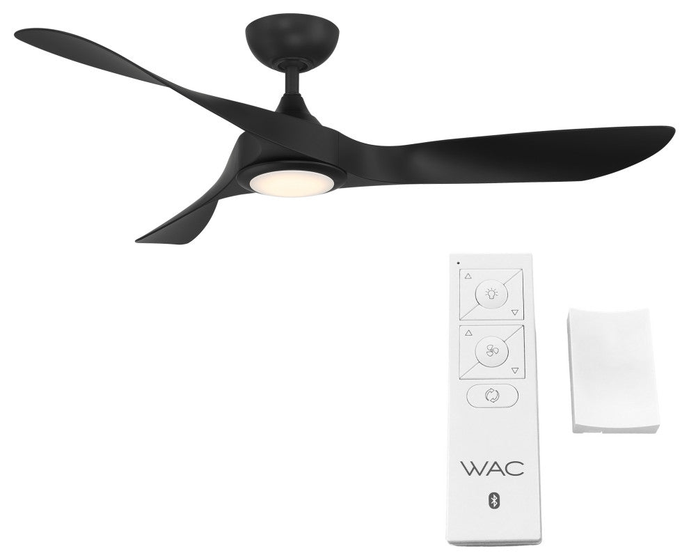 Swirl Indoor/Outdoor 3-Blade Smart Ceiling Fan 54" Matte Black, Light Kit