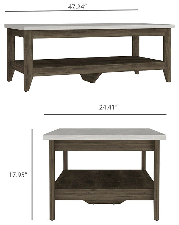 Paulson Rustic Coffee Table Onyx Top by RST Brands, Brown/White
