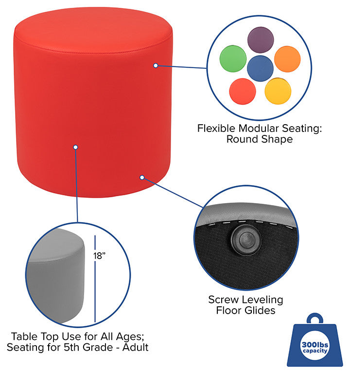 Soft Seating Collaborative Circle, 18" Seat Height , Red Color