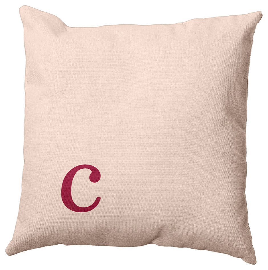 20"x20" Modern Monogram Decorative Throw Pillow, Cranberry