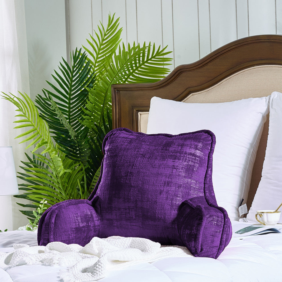 Textured Velvet DIY Bed Rest Cover and Inserts, Imperial Purple, 20"x18"x17"