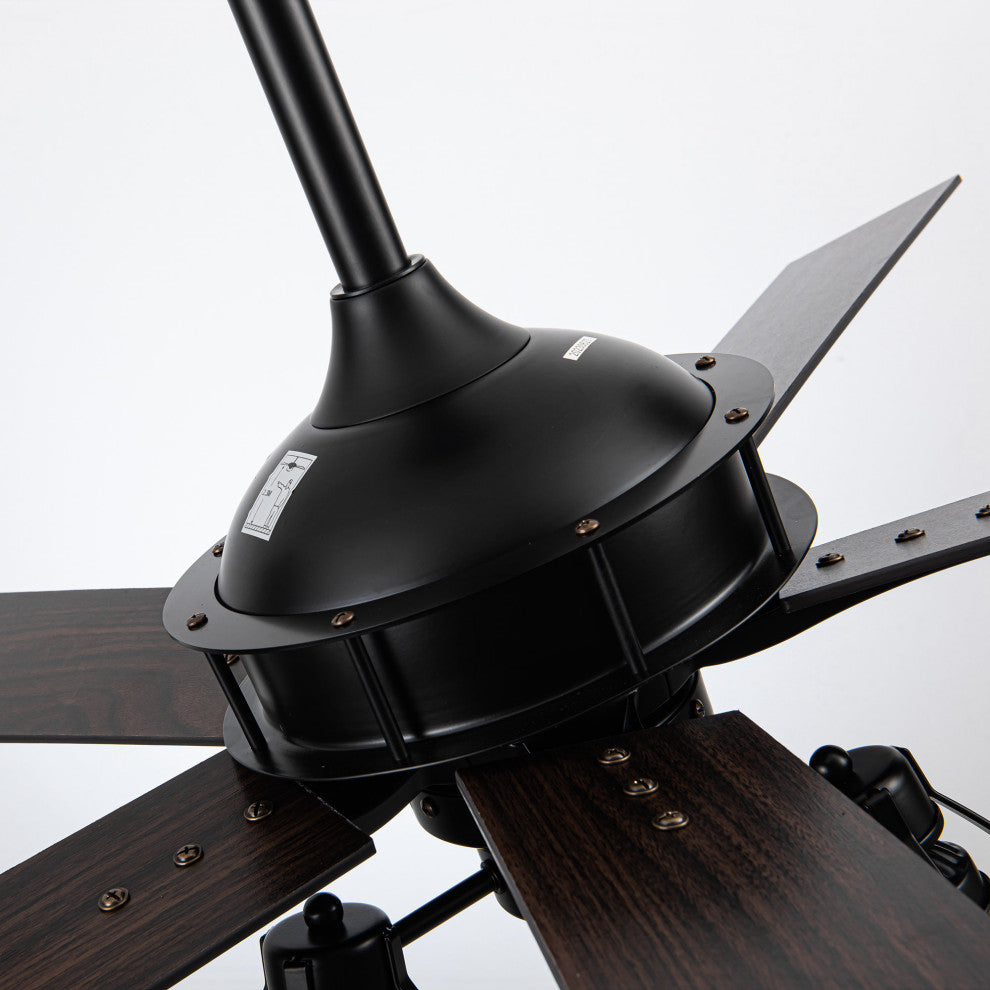 52 in Industrial Matte Black Ceiling fan With 5 Blades, Remote Control