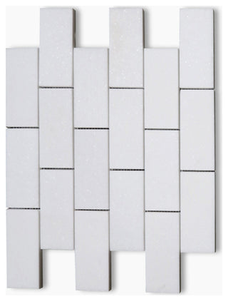 Thassos White Marble 2x4 Brick Subway Mosaic Tile Honed, 1 sheet