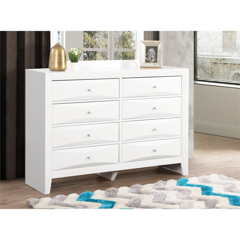 Glory Furniture Marilla 8 Drawer Dresser in White