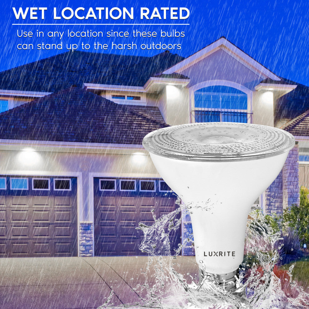 Luxrite LED PAR30 Flood Light Bulb 4000K Dimmable Wet Rated 6 Pack