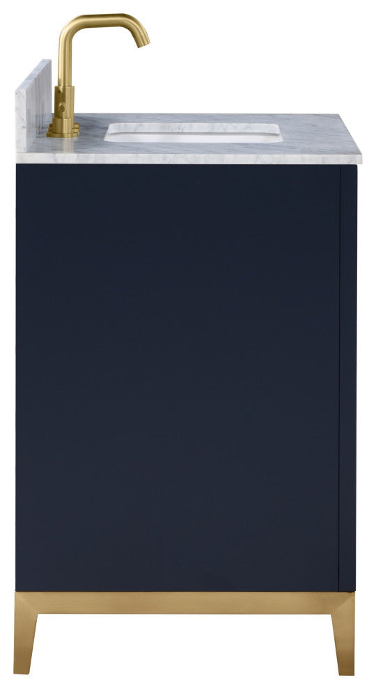 Gracie Bathroom Vanity, Pacific Blue With Carrara Marble, 36"