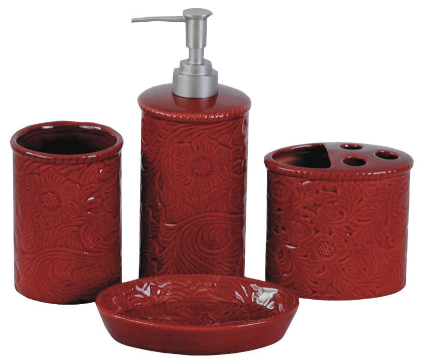 Savannah Bathroom Sets, Red, 6 Piece