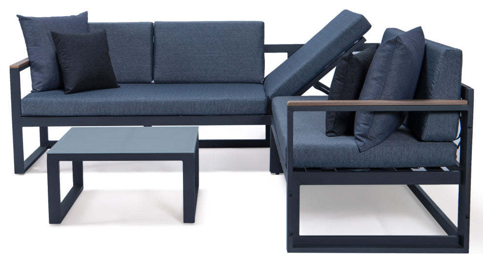 LeisureMod CSLBL-80BU-BL Chelsea Sectional Headrest&Coffee Table Blue Cushions