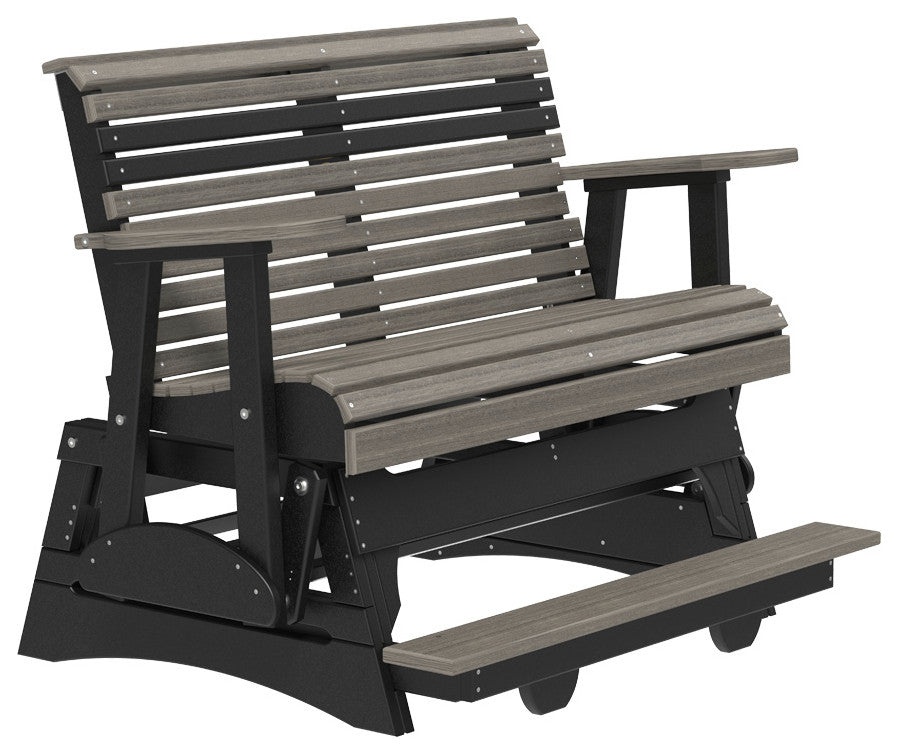 Poly Plain Glider, Coastal Gray & Black, 4 Foot, Balcony