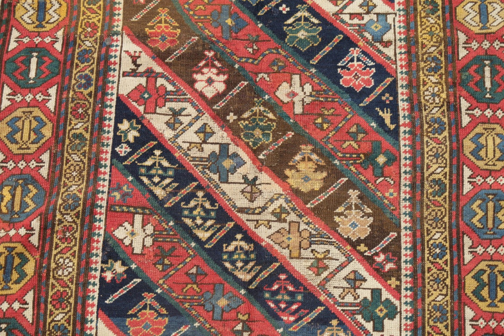 Consigned, Antique Hand-Knotted Oriental Traditional Russian Area Rug, 5'4"x4'1