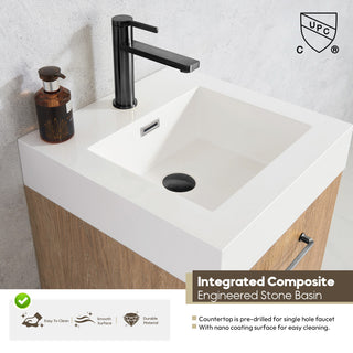 Alistair Vanity, North American Oak, Matte Black Hardware, 18", With Mirror