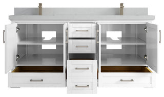 Boston 72 Double Sink Bath Vanity in White 2" Carrara Quartz