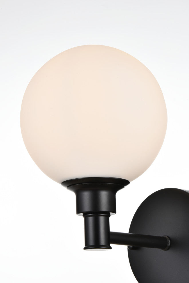 1 Light Black And Frosted White Bath Sconce