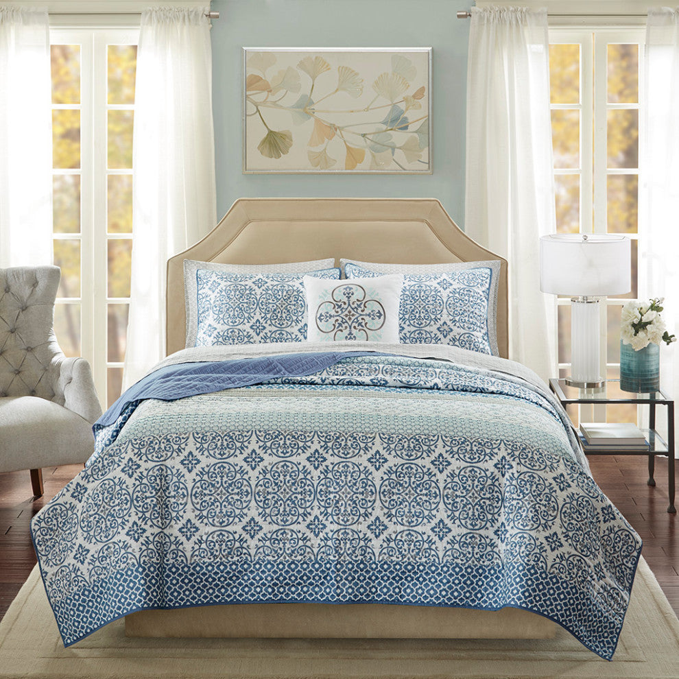 Madison Park Essentials Sybil 6 Piece Quilt Set With Cotton Bed Sheets