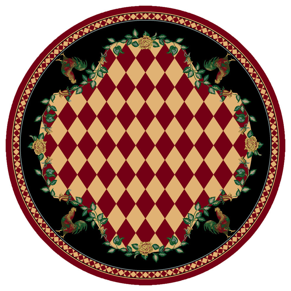High Country Rooster Rug, Red, 8'x8' Round, Round