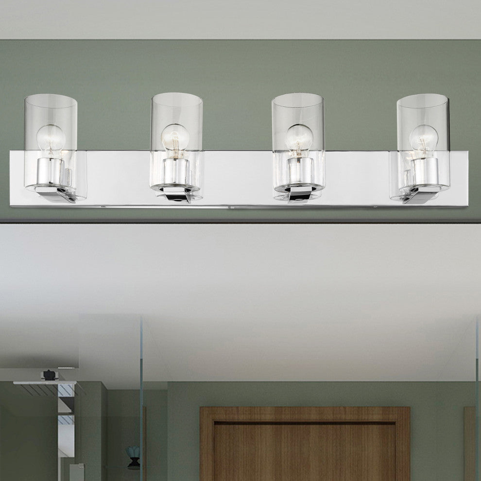 Livex Lighting Zurich 4 Light Polished Chrome Large Vanity Sconce