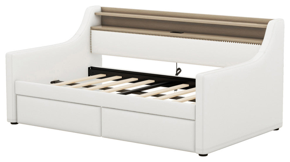 Gewnee  Twin Size Daybed with Drawers, Upholstered Daybed