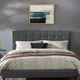 Contemporary Modern Full and Queen Size Tufted Headboard, Fabric, Grey Gray