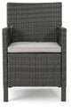 GDF Studio Cyrus Outdoor Wicker Dining Chairs, Set of 2, Gray/Light Gray