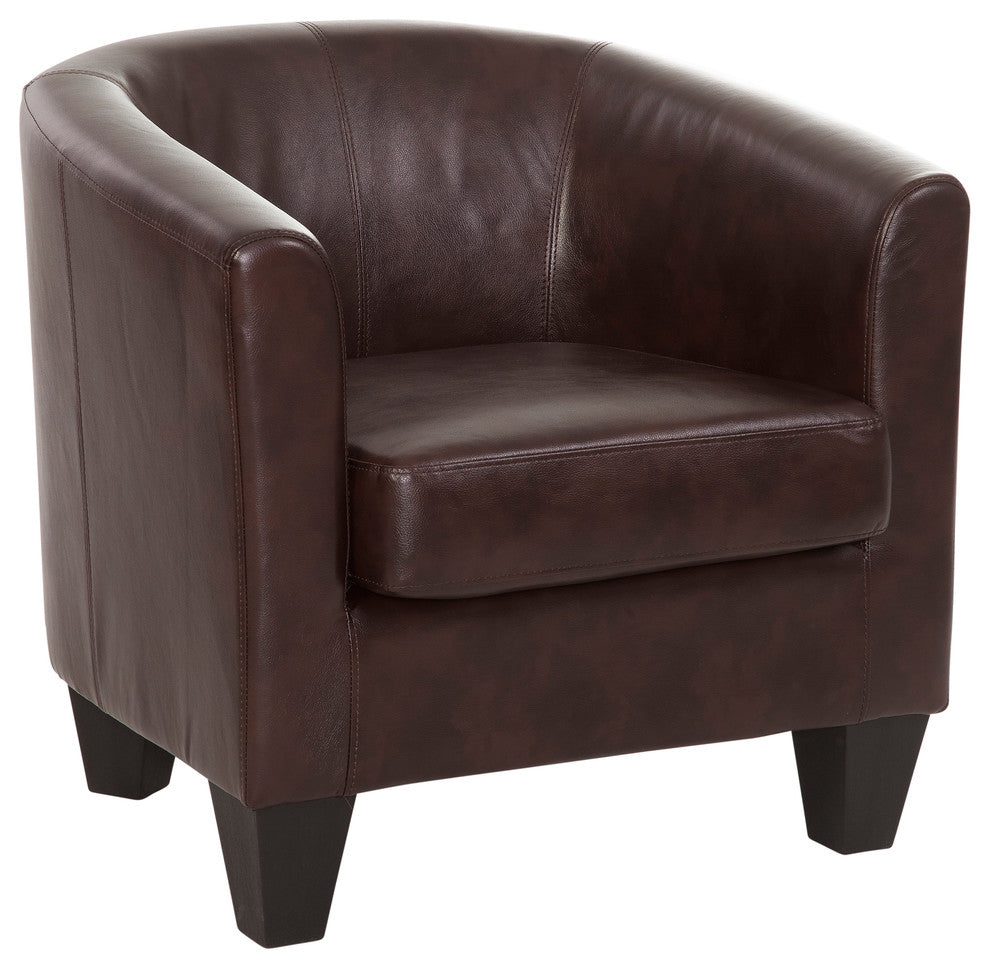 Grafton Home Enzo Upholstered Barrel Chair, Walnut Brown Faux Leather
