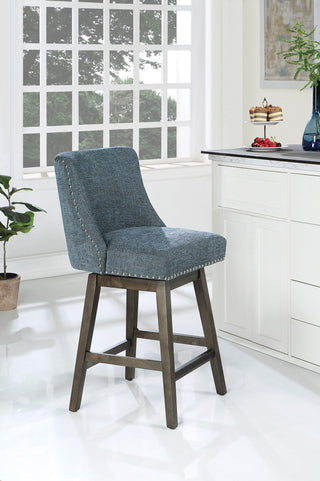 Granville 26" Swivel Counter Stool  in Navy Fabric with Gray Legs