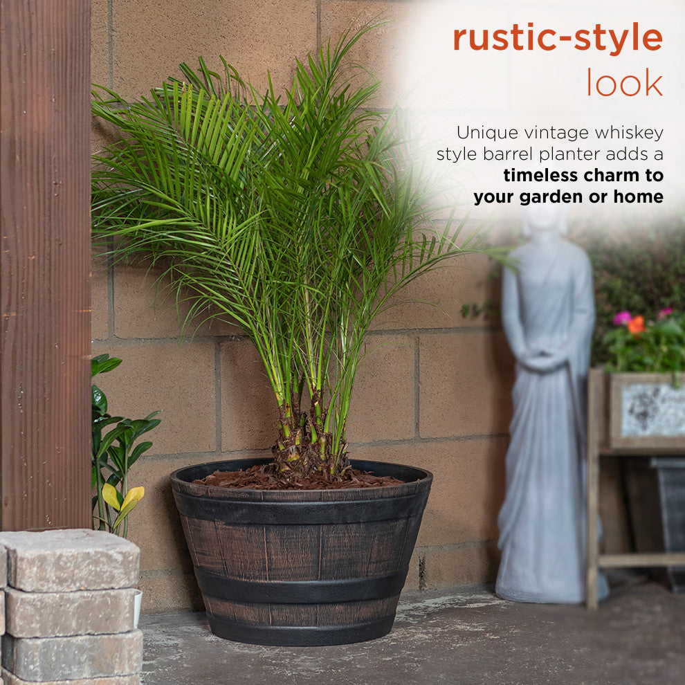 Barrel Planter, Bronze, Small, 18"