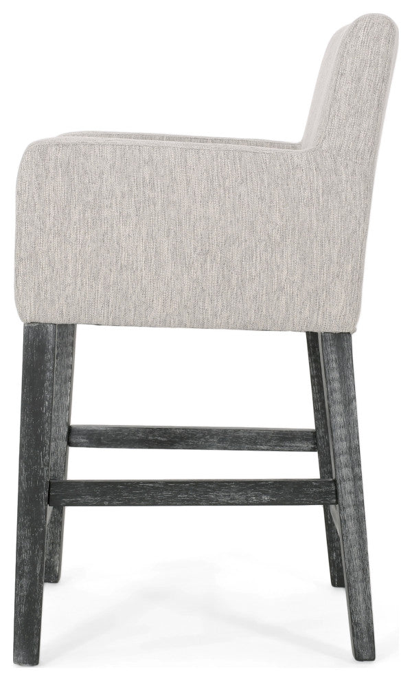 Chaparral Contemporary Fabric Upholstered Wood 26" Counter Stools, Set of 2, Light Gray/Gray