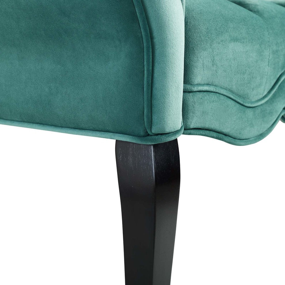 Adelia Chesterfield Style Button Tufted Performance Velvet Bench, Teal