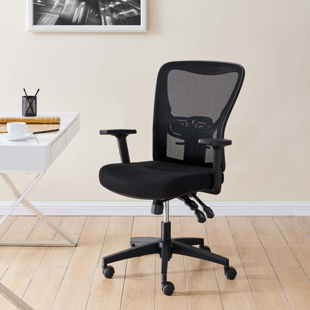 Computer Work Desk Chair, Fabric, Black, Modern, Home Business Office Furniture