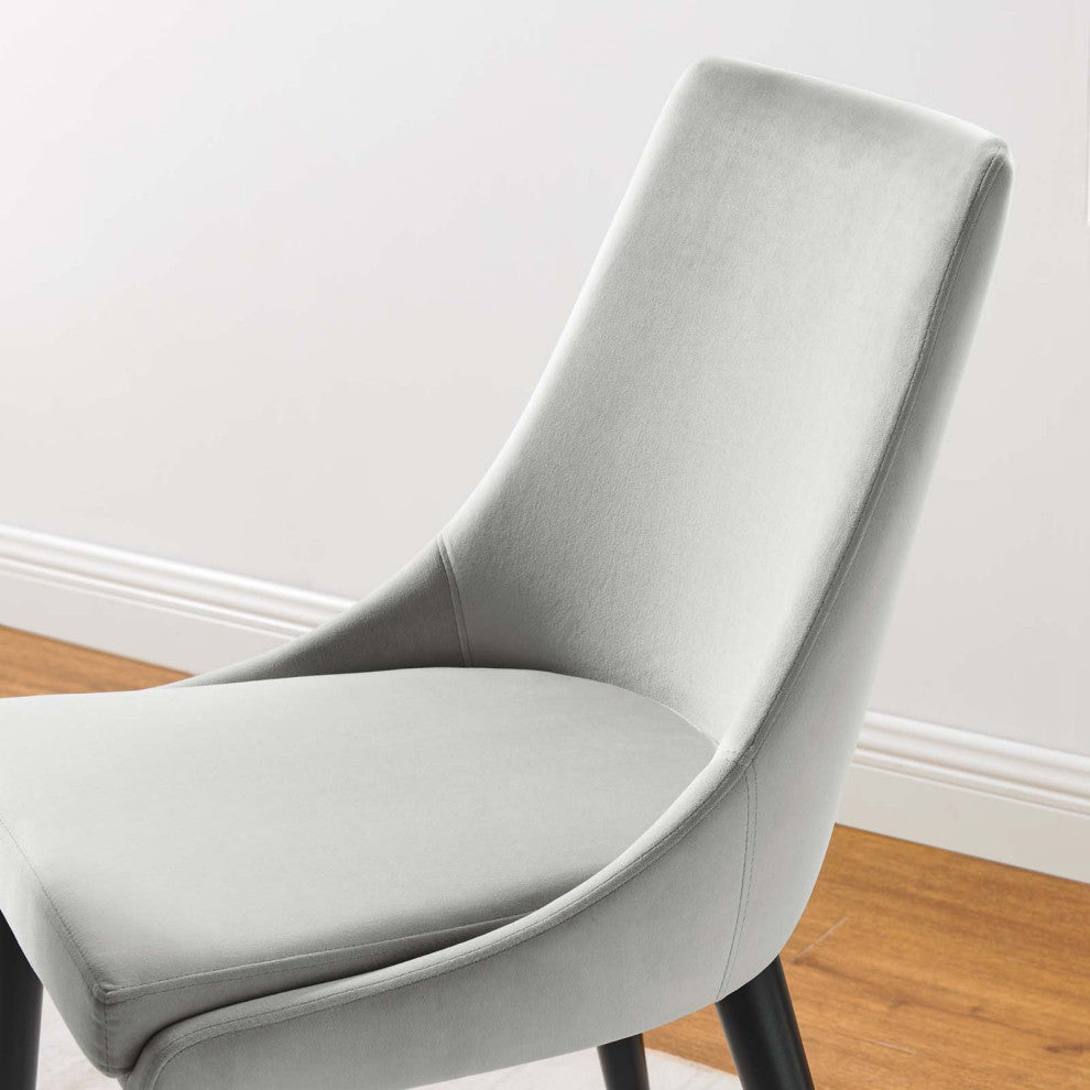Side Dining Chair, Gray, Velvet, Modern, Kitchen Cafe Bistro Hospitality