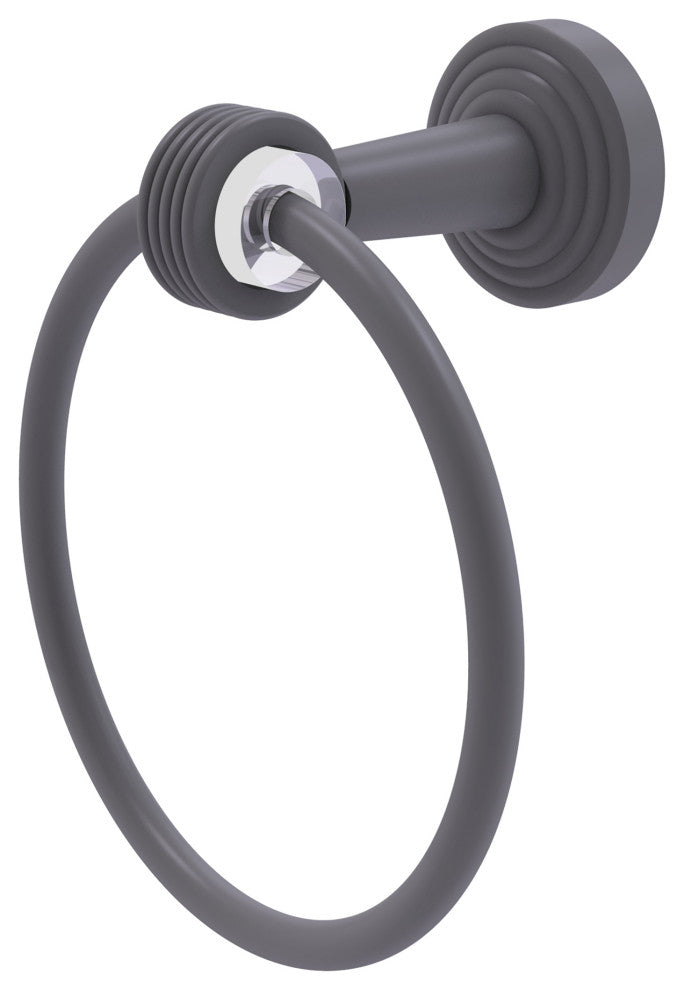 Pacific Beach Towel Ring with Groovy Accents, Matte Gray