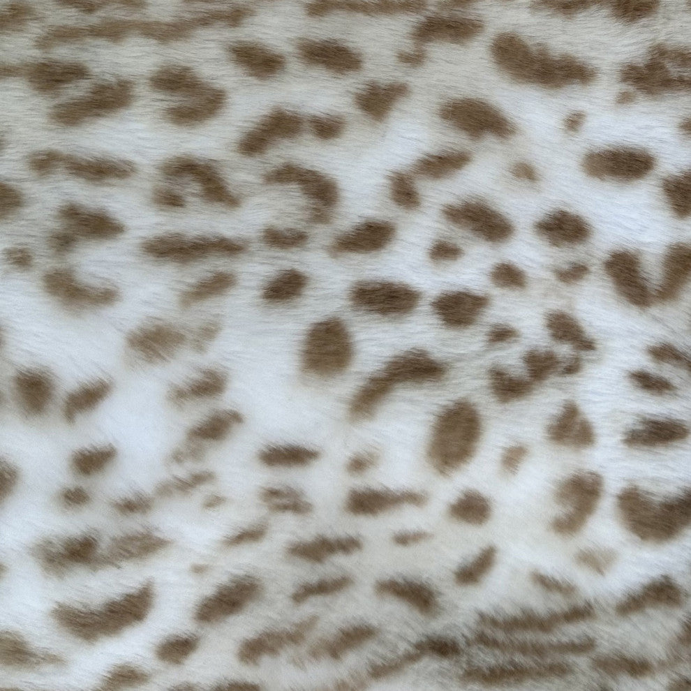 Plutus Brown Taupe Savannah Cat Faux Fur Throw Pillow, 24" x 24"