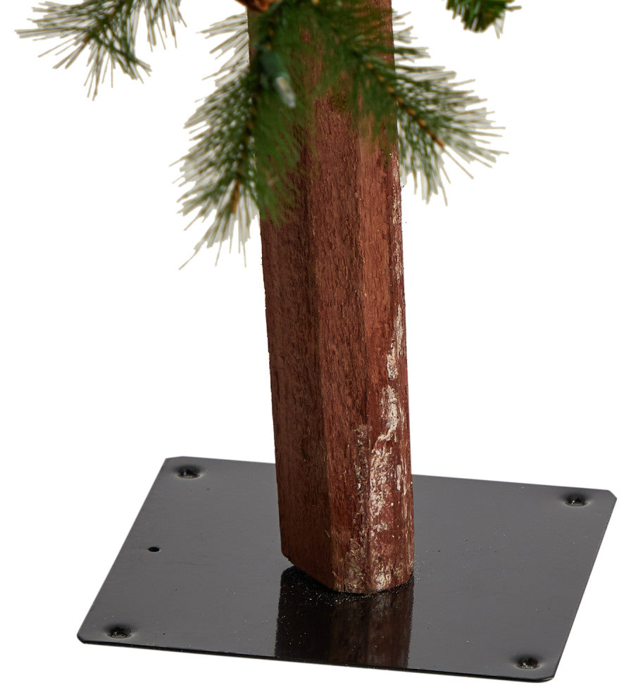 6' Alpine Faux Xmas Tree With Pinecones, Berries and 200 White Warm LED Lights