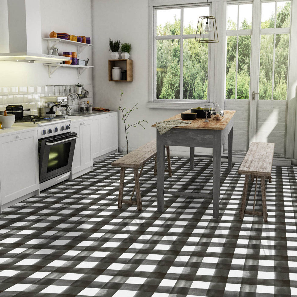 PowerSellerUSA Self-Stick Vinyl Modern Geometric 20-Pcs 1.5mm Thick Tiles 12"