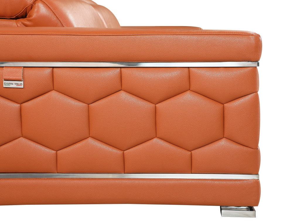 Rome Contemporary Genuine Italian Leather Sofa Camel