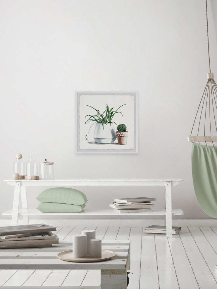 "Potted Green Plants" Framed Painting Print