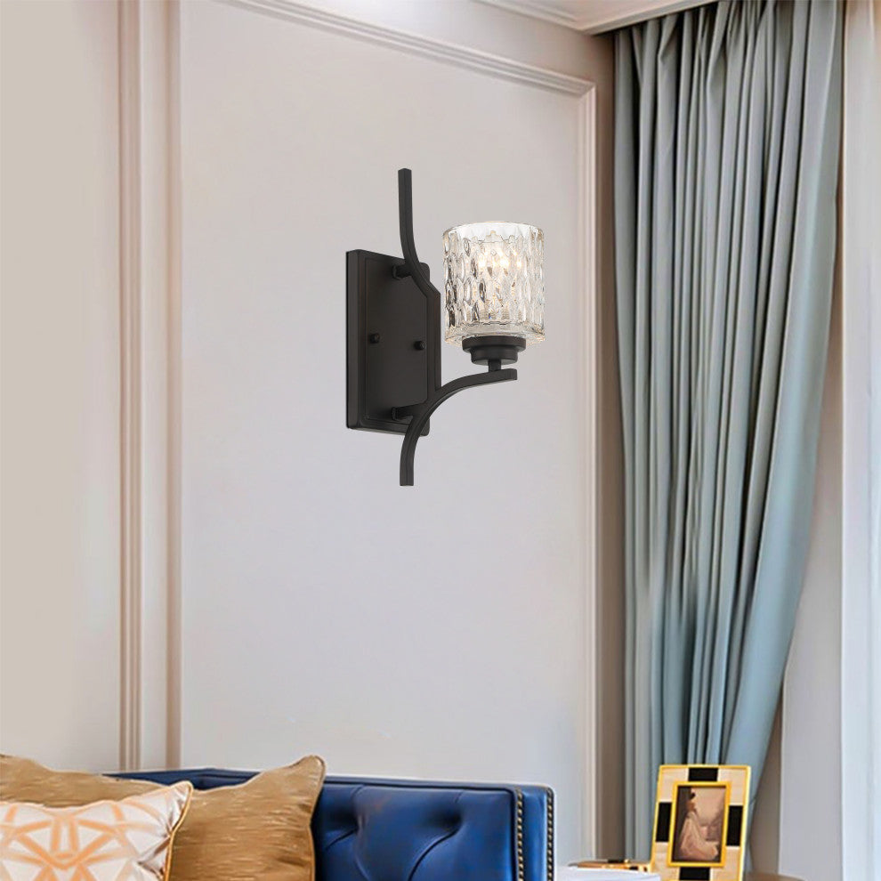 1- Light Dimmable Weathered Black Armed Sconce