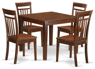 5 Pcsmall Kitchen Table Set, Dining Table And 4 Dining Chairs, Mahogany