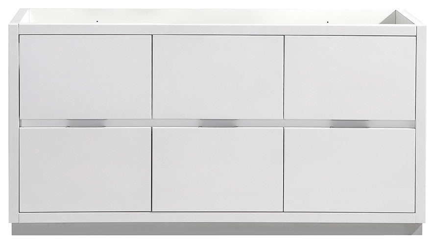 Valencia Free Standing Double Sink Bathroom Cabinet, Glossy White, 48"