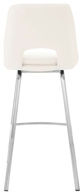 Carise White Faux Leather and Brushed Stainless Steel Swivel 26" Counter Stool