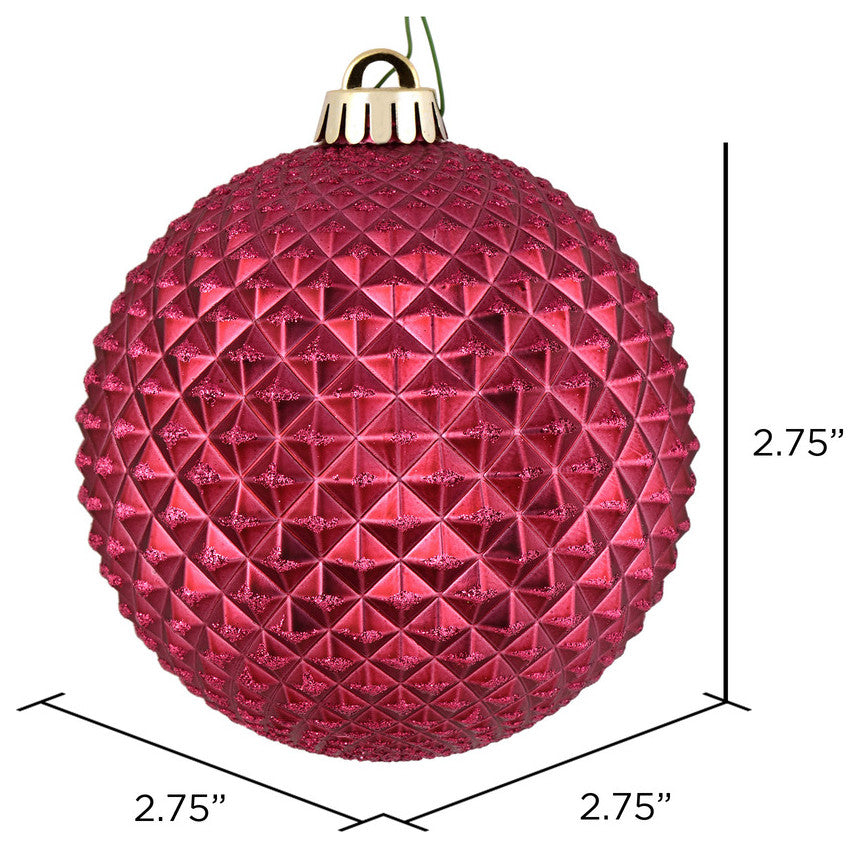 Vickerman N188421D 2.75" Berry Red Durian Glitter Ball Ornament, 12 Per Bag