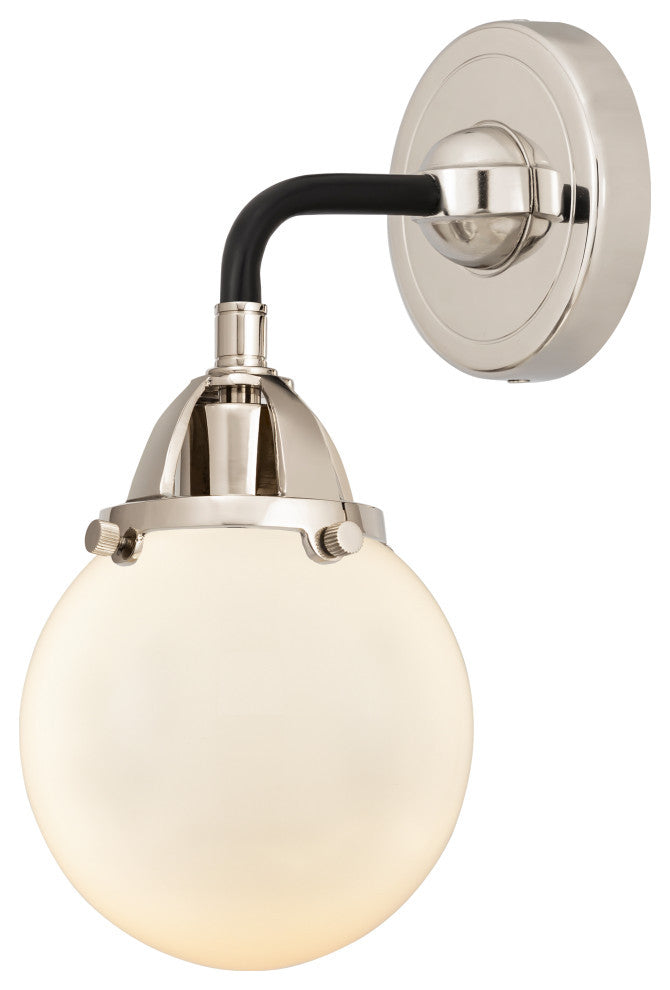 Beacon Sconce, Black Polished Nickel, Matte White, Matte White