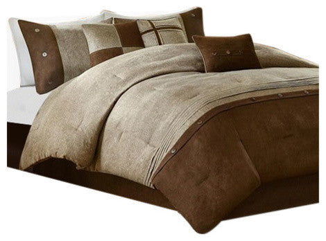 Madison Park Microsuede Printed-Pieced 7-Piece Comforter Set, Queen