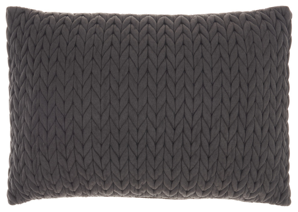 Mina Victory ET299 Throw Pillow, Charcoal, 14"X20"