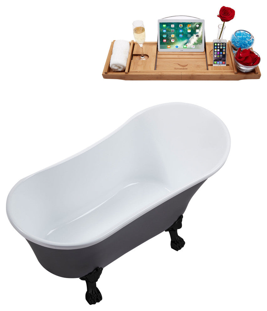 55" Streamline N359BL-IN-BL Clawfoot Tub and Tray With Internal Drain