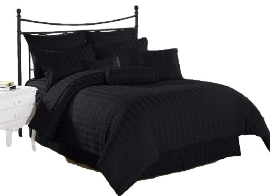 Black Stripe King 4-Piece Bed Sheet Set