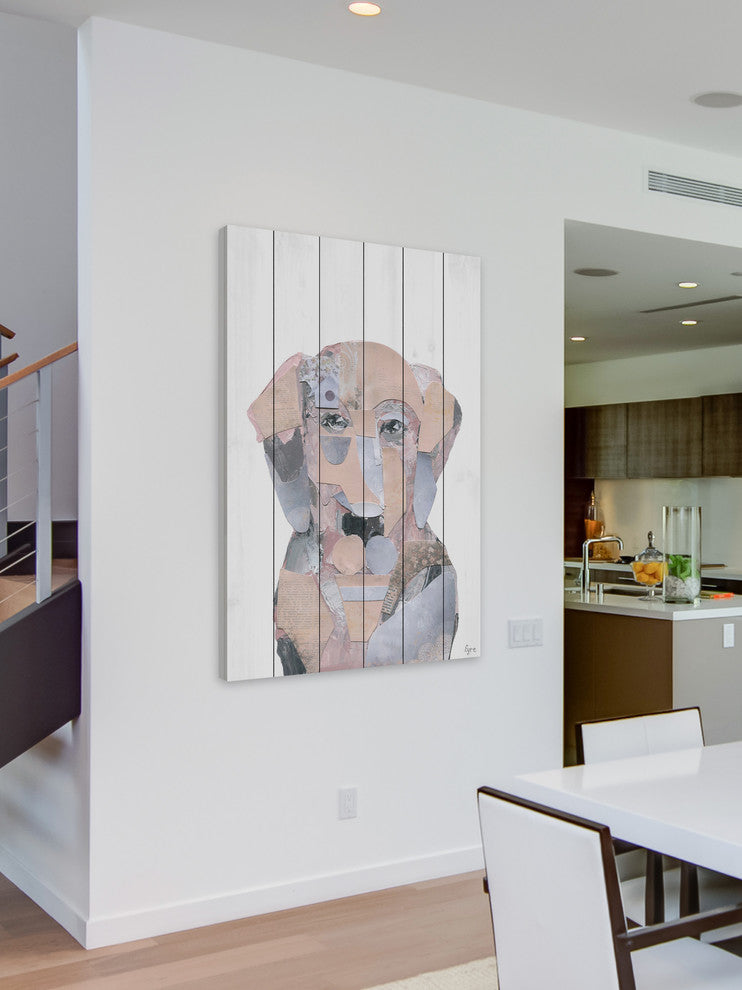 "El Perro Rosa" Painting Print on White Wood, 12"x18"