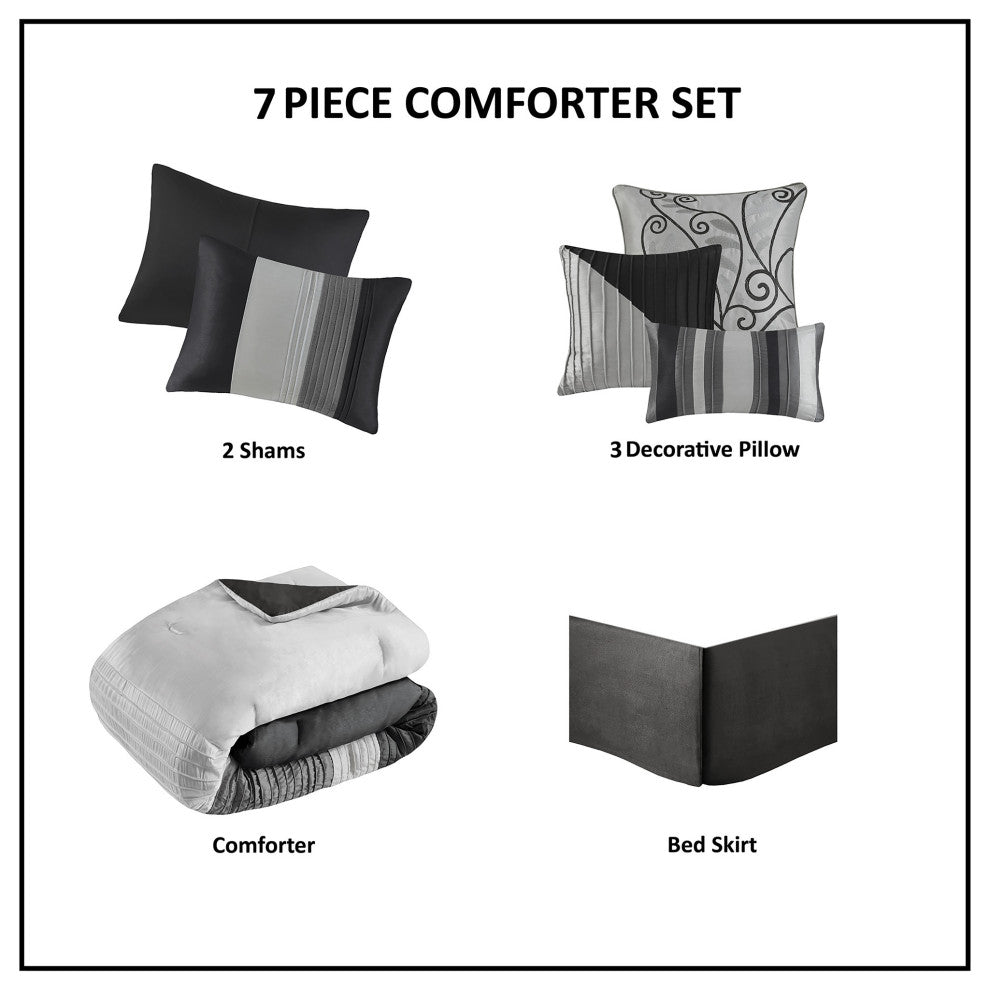 Madison Park Amherst 7 Piece Comforter Set, Black