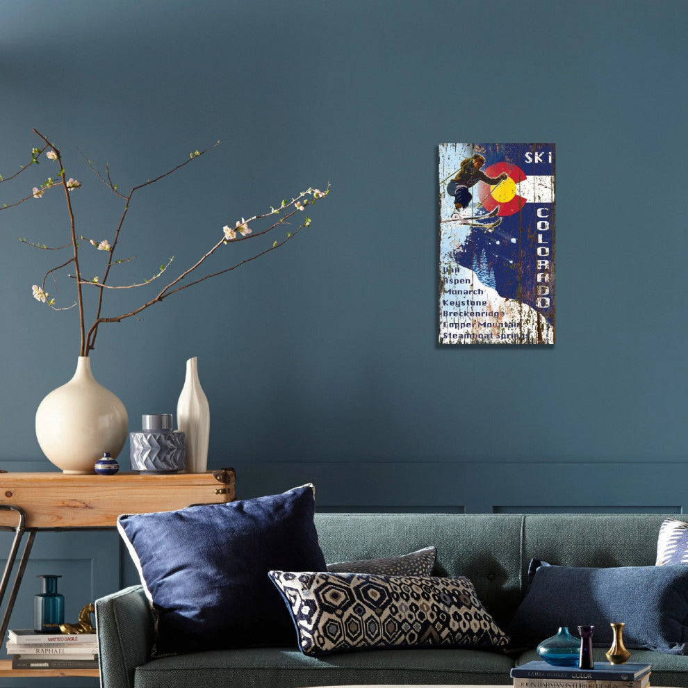 Skiing into the Colorado Flag Wall Decor